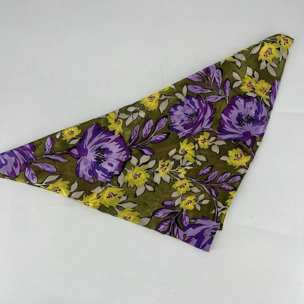 St. John Purple Floral Large Silk Square Scarf Elegant Classy Capsule